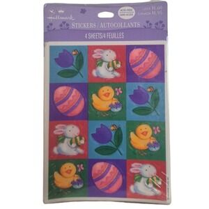 Vintage Hallmark Easter Stickers 4 Sheets Bunny Chick Egg Tulip Acid Free USA
